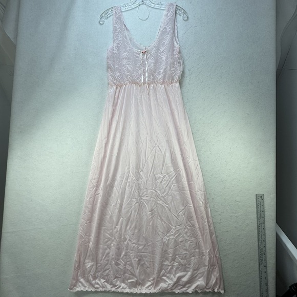 Vintage Tosca Long 2 Pc Nightgown Peignoir Robe Set Small Nylon Pink Lace - Picture 4 of 13